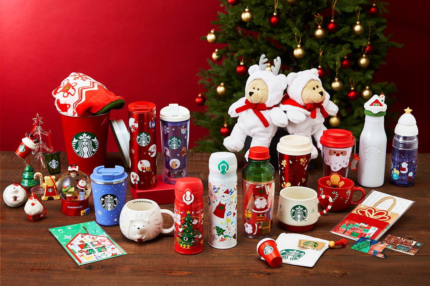 Japan Starbucks Holiday Christmas 2021 Red Mini Cup & Ornament Can Set 