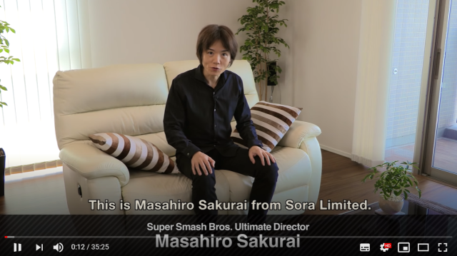 Smash Bros. director Sakurai’s couch appears in video, has Internet searching for where to buy it