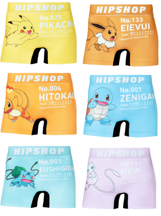 Pokémon Design Underwear Released by HIPSHOP in Japan, MOSHI MOSHI NIPPON