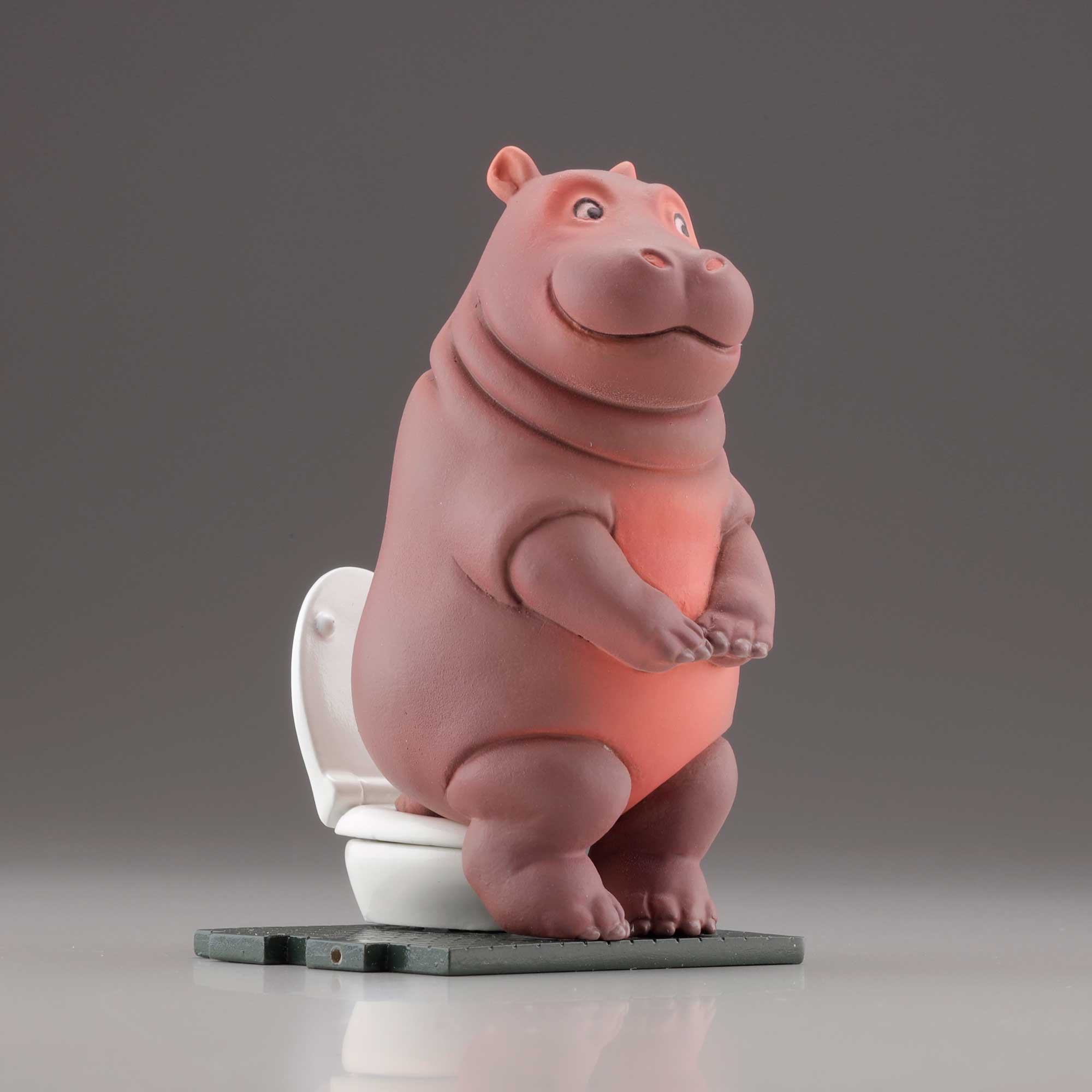 Line of figures depicting animals using toilets begins preorders three