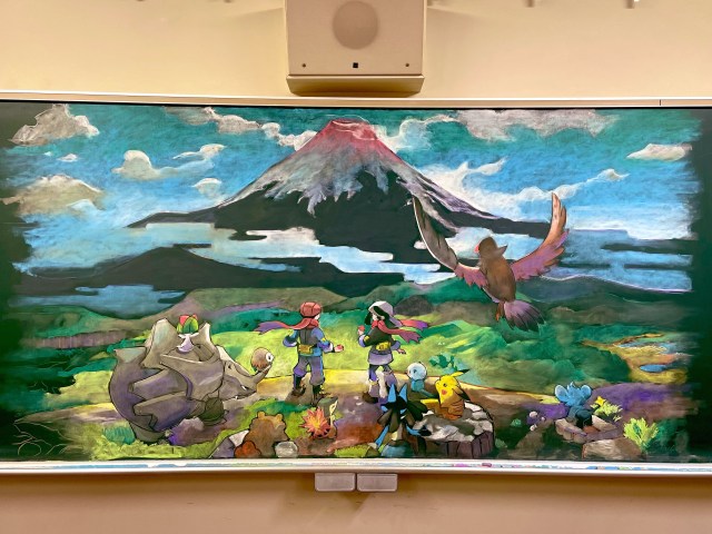 This is chalk?!? Yep, and it’s a touching Pokémon goodbye from a Japanese teacher to his students