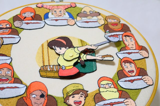Embroidered Laputa: Castle in the Sky clock catches the attention of Studio Ghibli