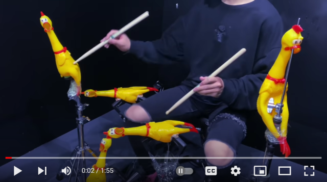 Japanese drummer makes rubber chicken cover of Attack on Titan Theme 【Interview】