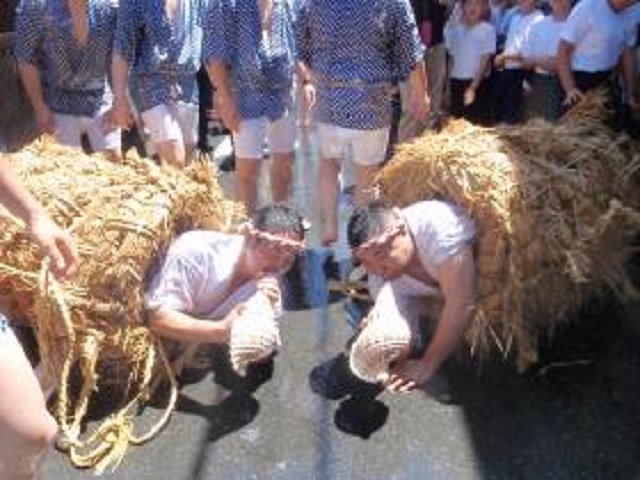Annual Tokyo festival where guys get wrapped in straw and carried through streets returning【Vids】