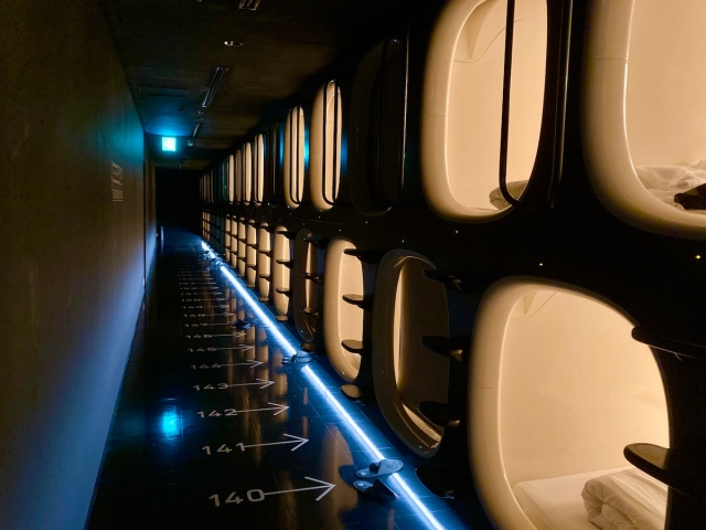 Capsule hotel inside Narita Airport is like a futuristic spaceship