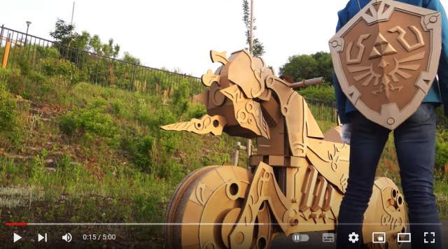 Zelda’s Master Cycle comes into the real world as amazing ridable cardboard art【Video】