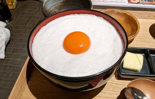 We found the prettiest TKG ever at a restaurant specializing in raw eggs on rice in Tokyo