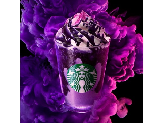Starbucks Japan’s newest treats: the Purple Halloween Frappuccino and a gruesome-looking dessert