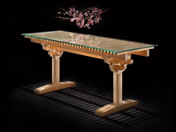 Japanese rokushigake temple architecture for your living room: The no-nail Masugumi table