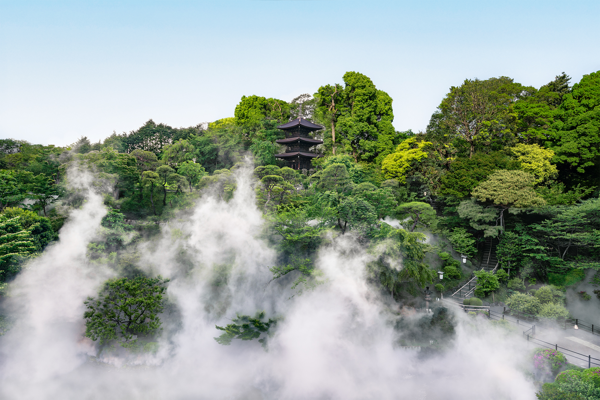 Artificial sea of clouds made by luxury hotel in Tokyo