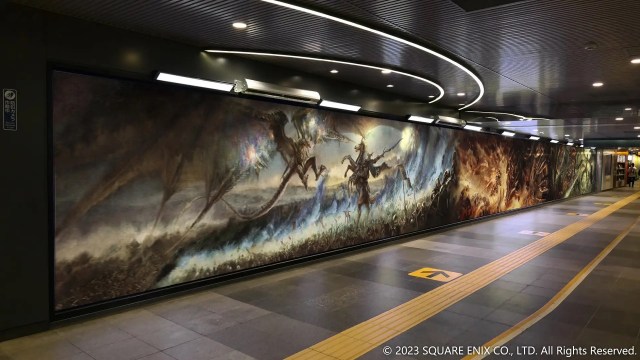 Giant Final Fantasy XVI painting station artwork, 3-D video billboard fight appear in Japan【Vid】