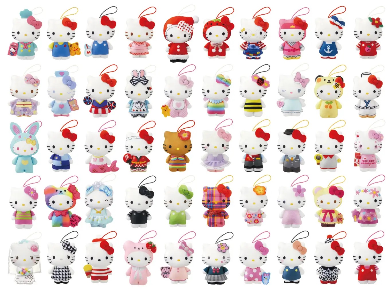 50 different Hello Kitties from across kawaii history appear in