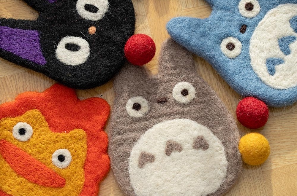 Handmade wool Totoro Ghibli coasters are available now for the