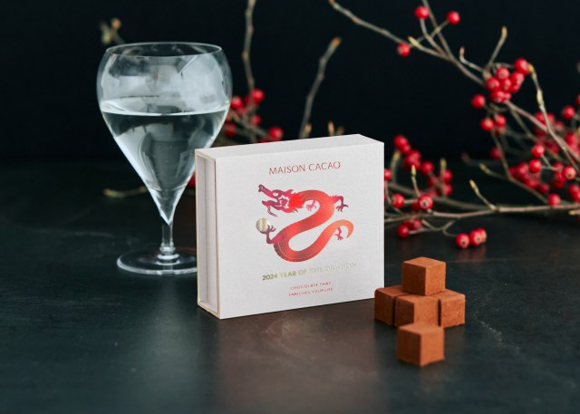 Ring in the Year of the Dragon with fancy chocolates infused with Kokuryu black dragon sake