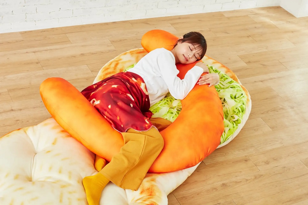 Giant sausage sandwich cushion from Mos Burger wants to be your