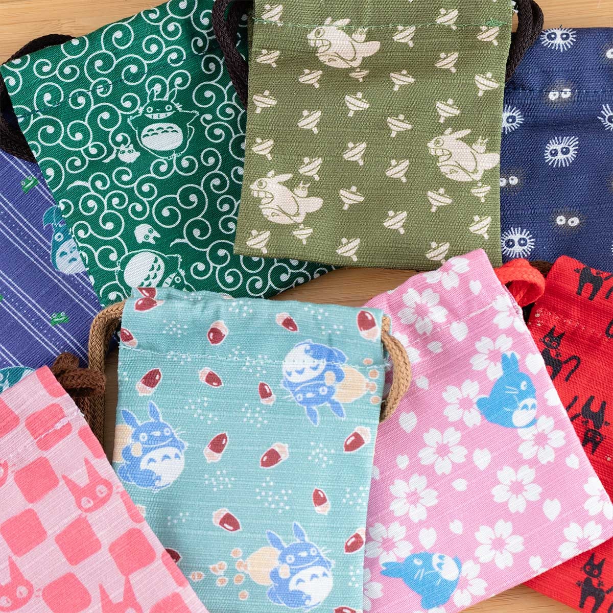 Totoro Ghibli drawstring kinchaku pouches are big on cuteness