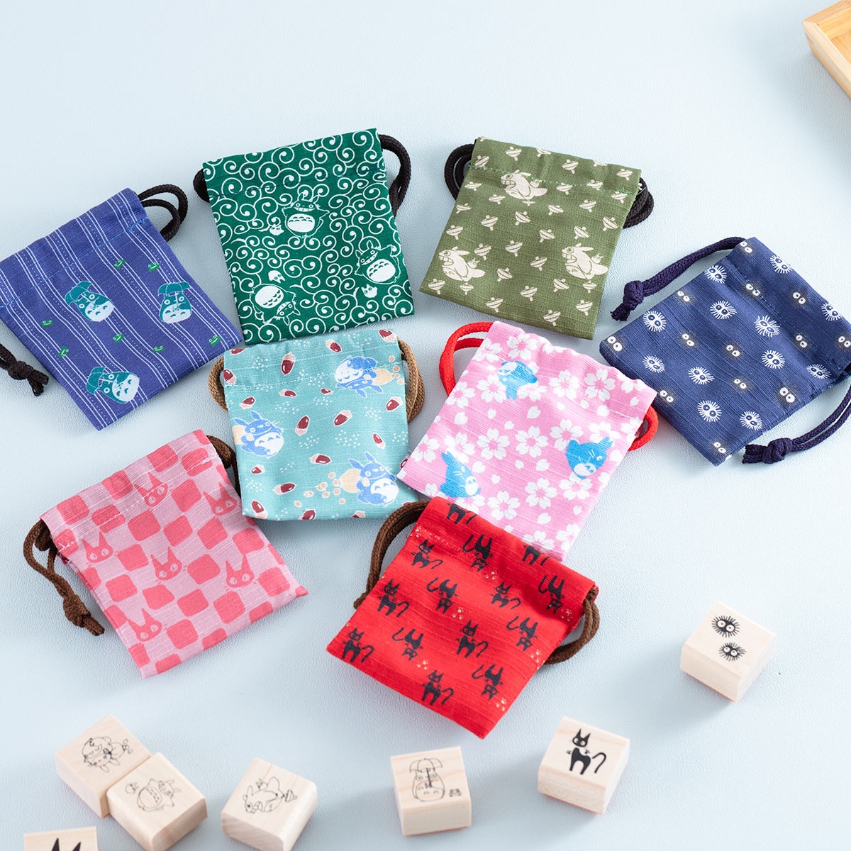 Totoro Ghibli drawstring kinchaku pouches are big on cuteness