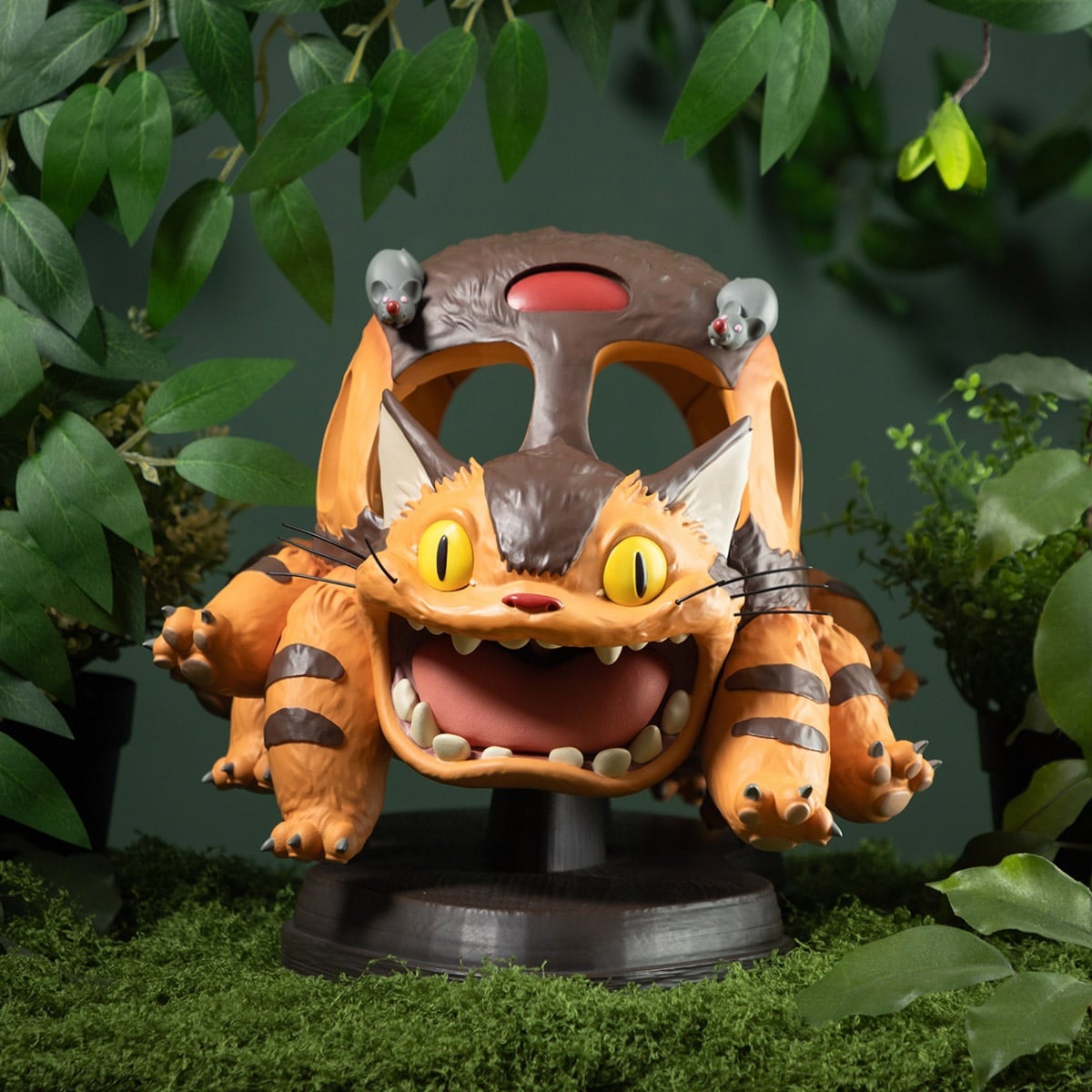Two beautiful Totoro Catbus interior piece figures scamper back to