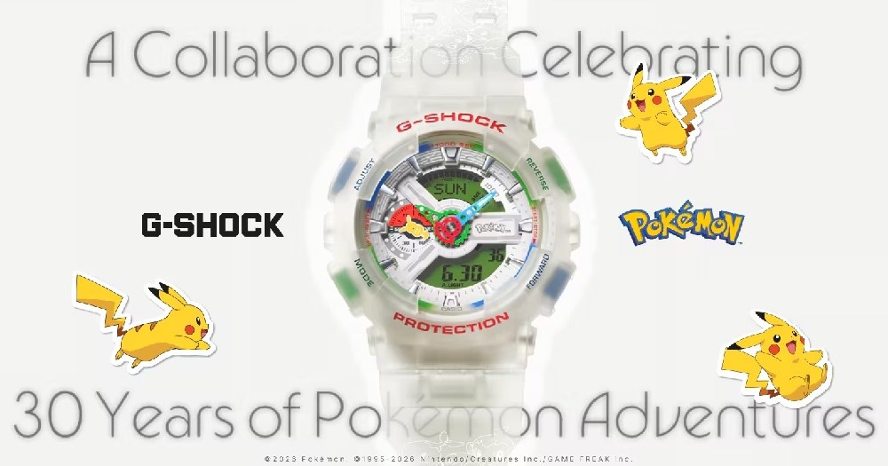 Pikachu brings electric style to brand-new Pokémon G-Shock watch featuring every stater trio