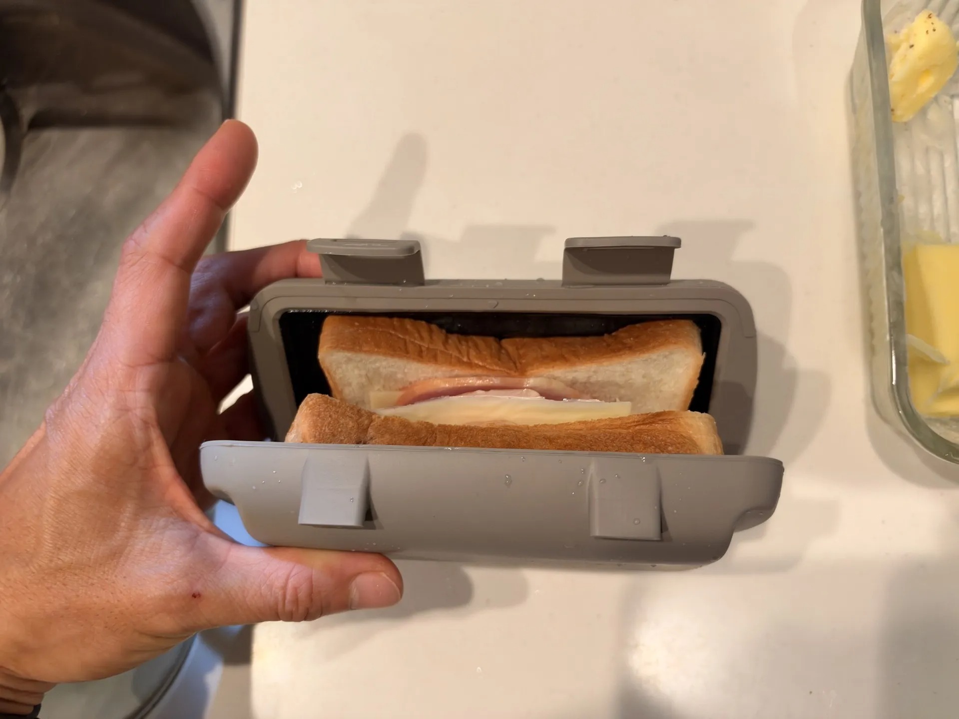 Experimenting with making hot sandwiches in the microwave with a